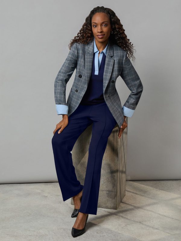 Petite Faux Double Breasted Jacket, Plaid