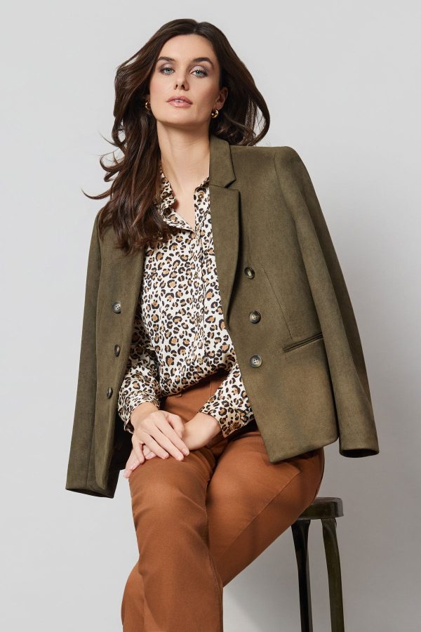 Faux Double Breasted Jacket, Scuba Suede