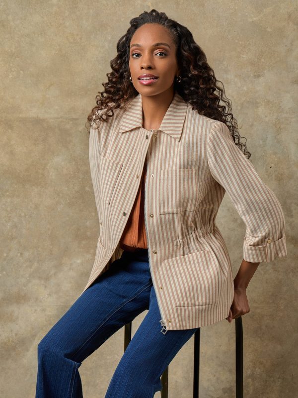 Striped Herringbone Anorak Jacket
