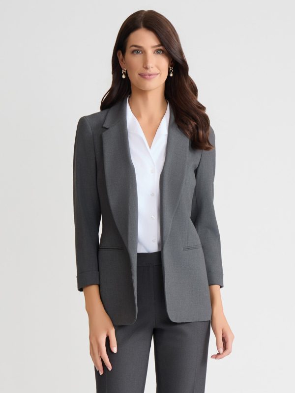 Notch Collar Rolled Cuff Bi-Stretch Blazer