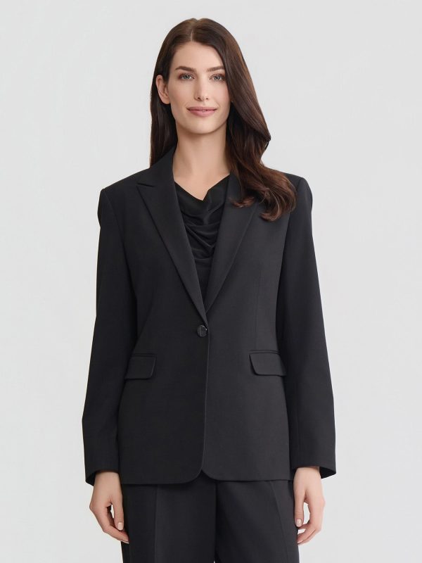 Single-Button Blazer, Polished Bi-Stretch
