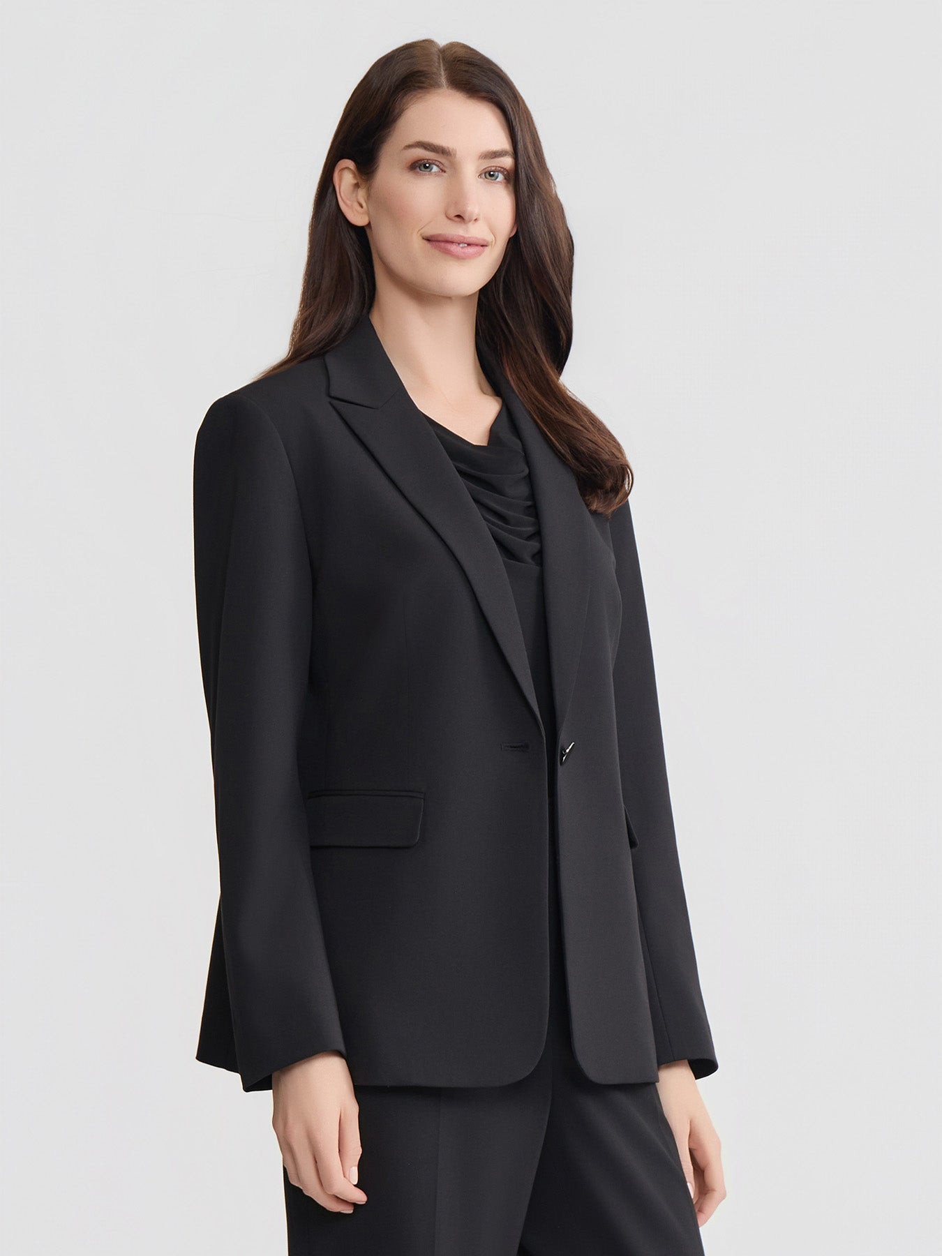 Single-Button Blazer, Polished Bi-Stretch - Image 2