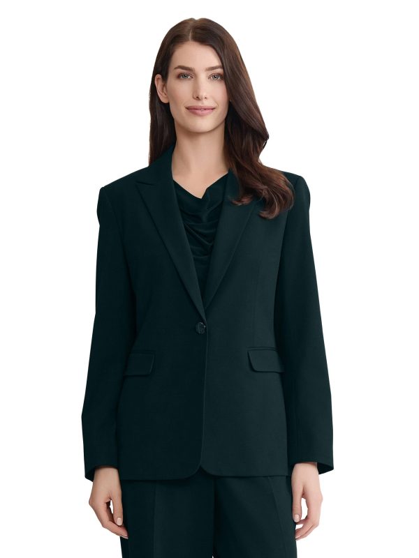 Single-Button Blazer, Polished Bi-Stretch