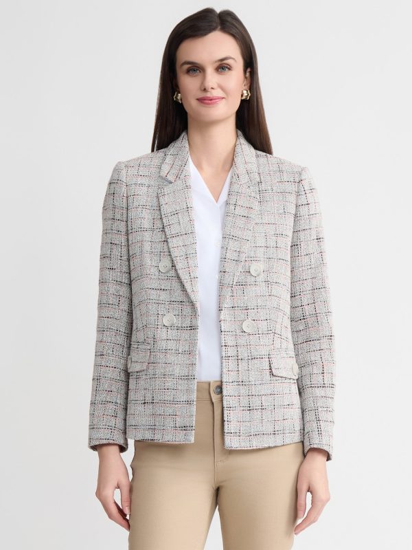 Faux Double Breasted Jacket, Tweed