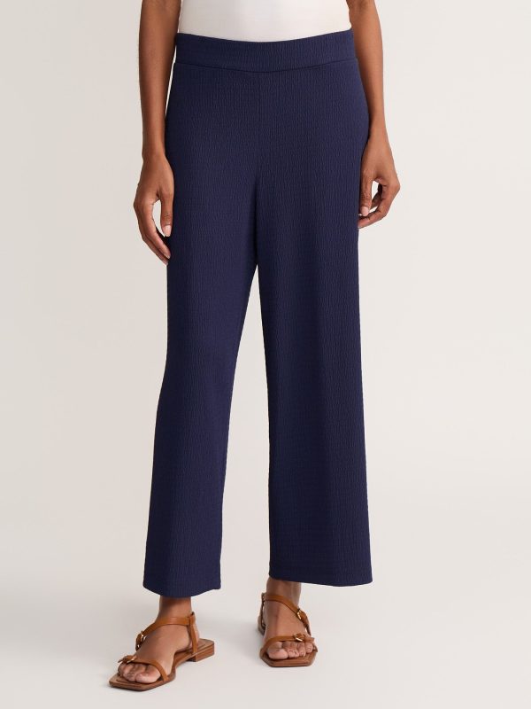 Cropped Pull-On Wide Leg Pant, Seabreeze Crinkle