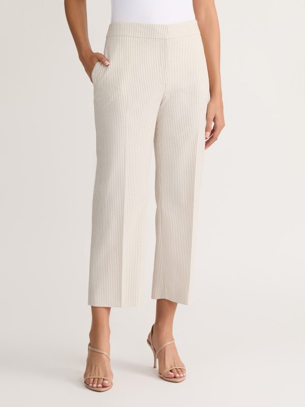 Striped Straight Leg Cropped Pant, Seersucker