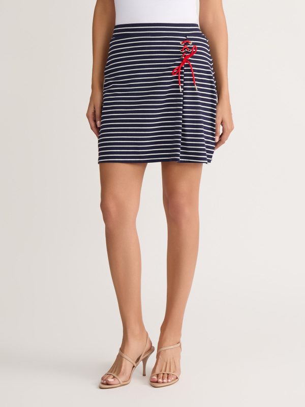 Striped Lace-Up Skort, Cotton