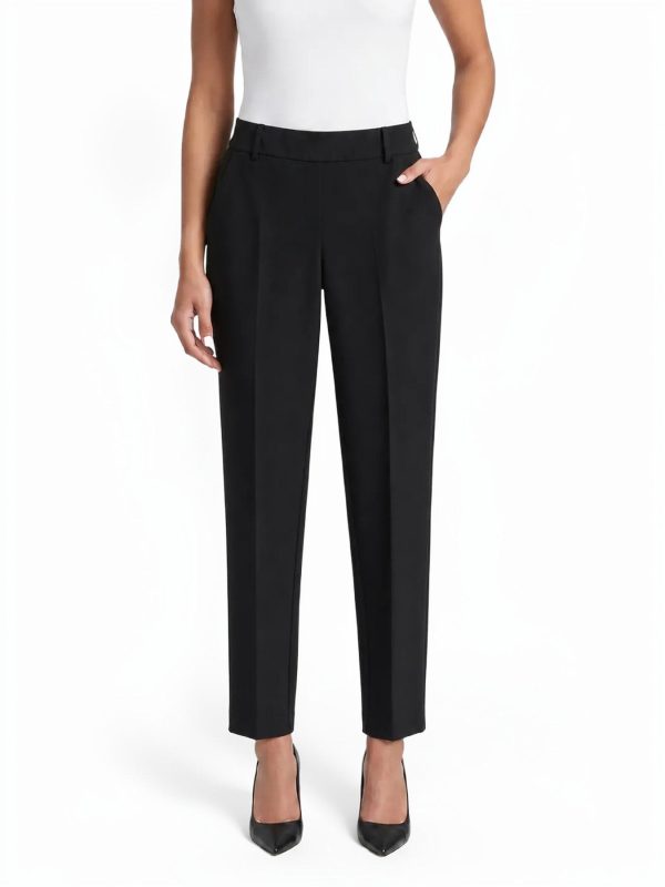 Pull-On Straight Leg Pants, Stretch Knit Twill