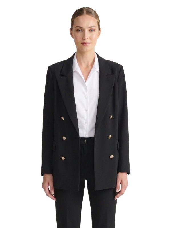 Faux Double Breasted Jacket, Stretch Knit Twill