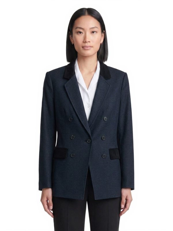 Plus Faux Double Breasted Jacket, Scuba Suede Compression