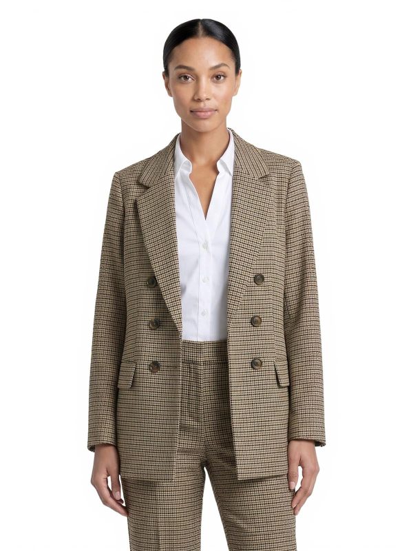 Faux Double Breasted Jacket, Mini Houndstooth