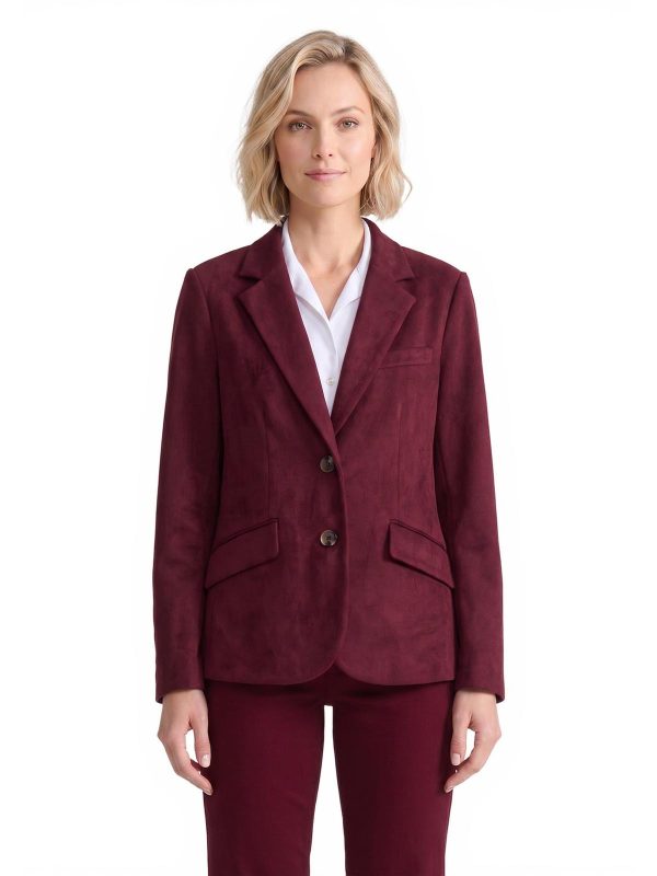 Two Button Notch Collar Jacket, Scuba Suede