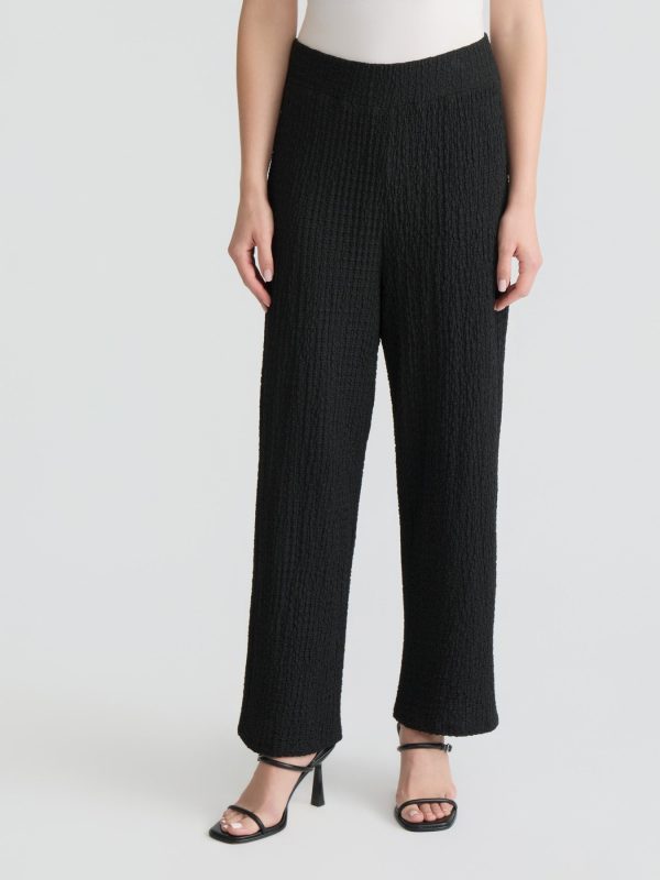 Cropped Wide Leg Pull-On Pant, Cobble Texture