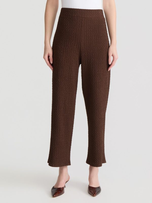 Cropped Wide Leg Pull-On Pant, Cobble Texture