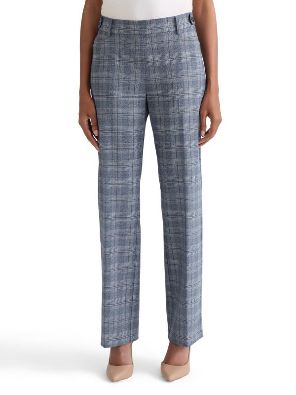 Pull-on Button Tab Pants, Plaid