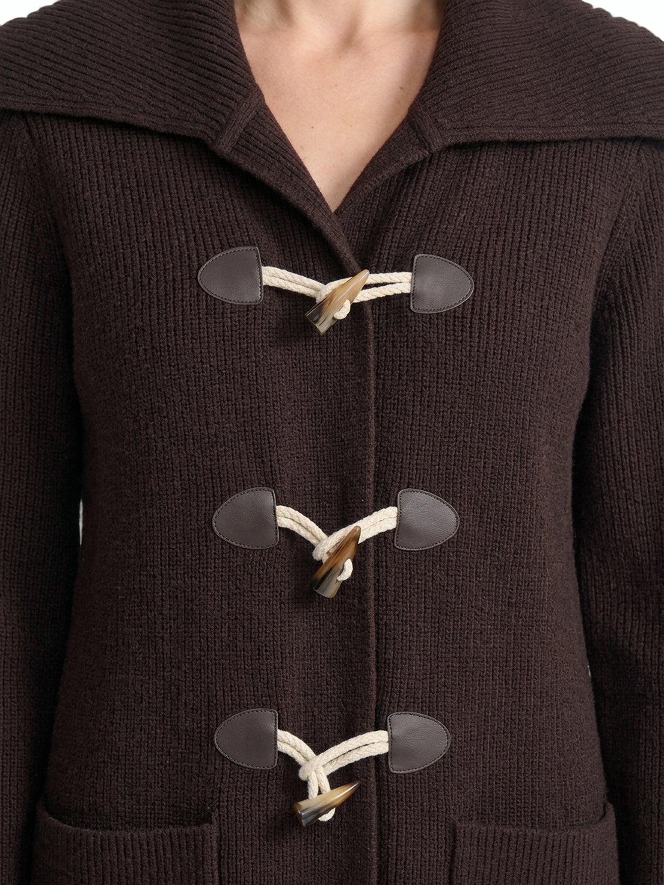 Toggle Front Coat, Ribbed Knit - Image 2