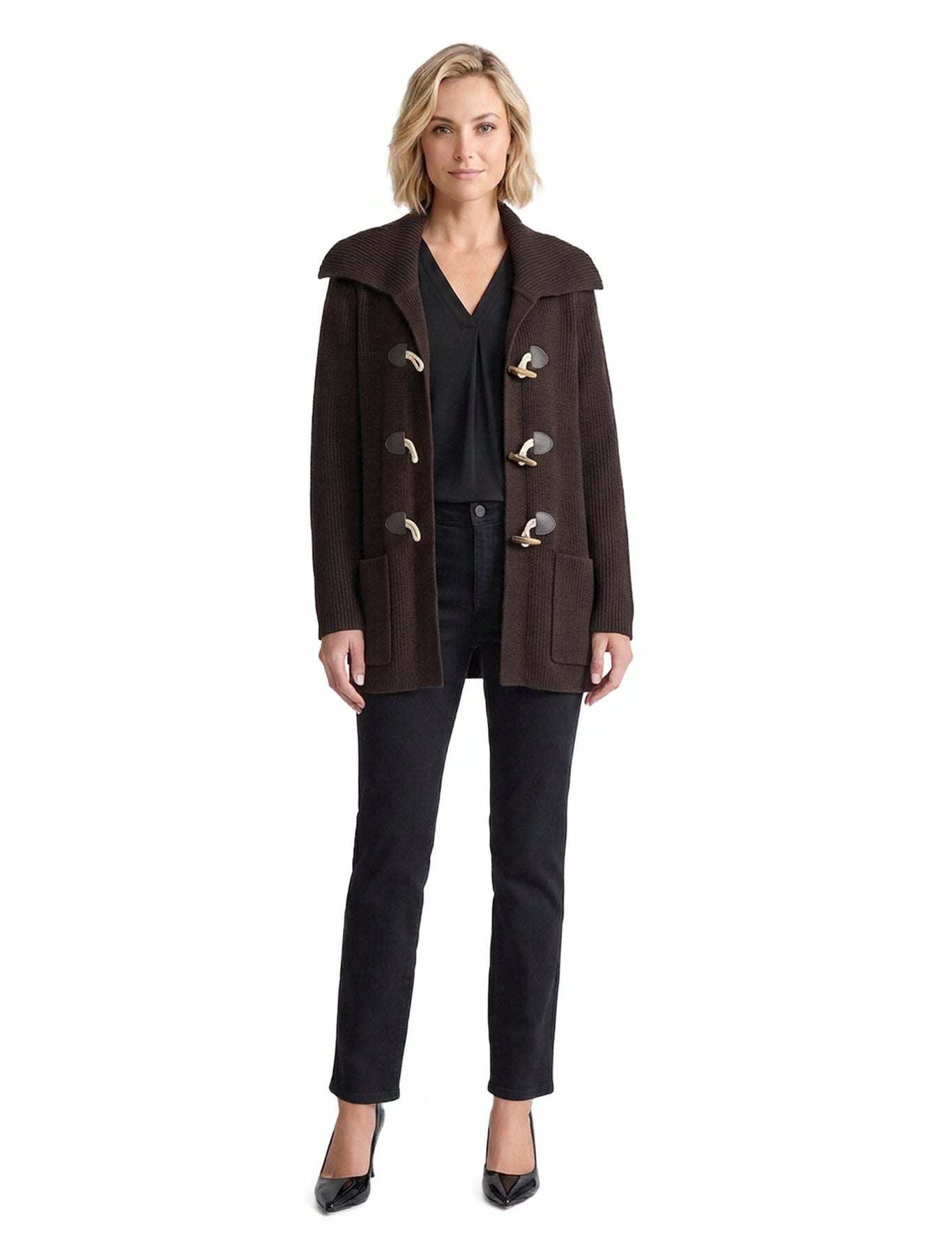 Toggle Front Coat, Ribbed Knit - Image 4