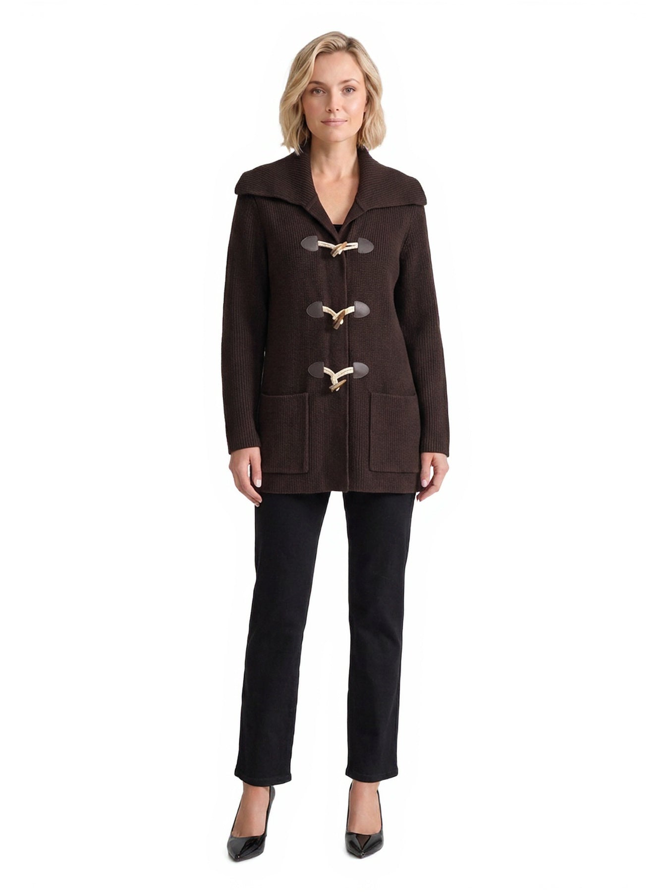 Toggle Front Coat, Ribbed Knit - Image 5