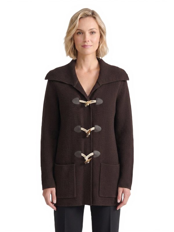 Toggle Front Coat, Ribbed Knit