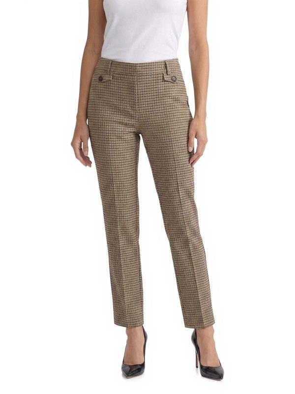 Pull-On Straight Leg Pants, Mini Houndstooth
